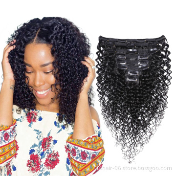 Cheap remy human hair extension clip in hair extension,clip hair,100% kinky curly clip in human hair extension for black